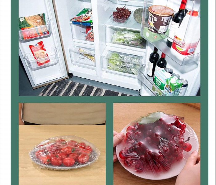 100 Pcs Disposable Plastic Food Wrap Covers - Zoom Image 6