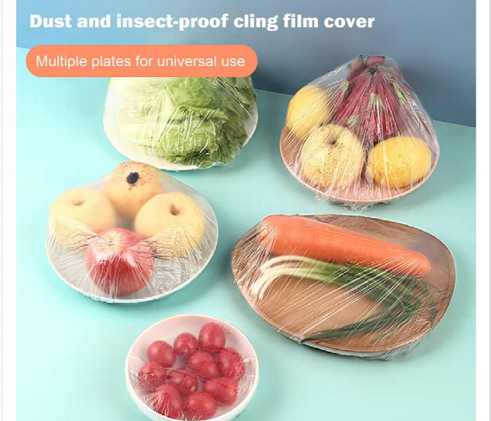 100 Pcs Disposable Plastic Food Wrap Covers - Zoom Image 3