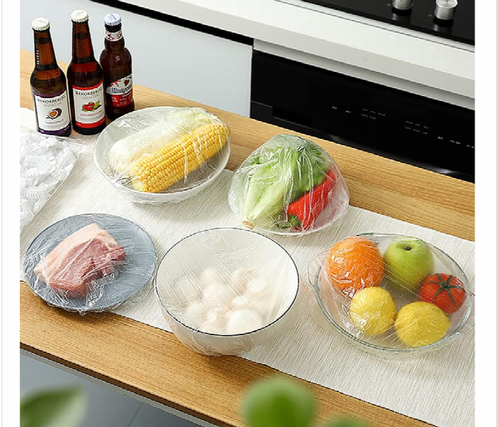 100 Pcs Disposable Plastic Food Wrap Covers - Zoom Image 5