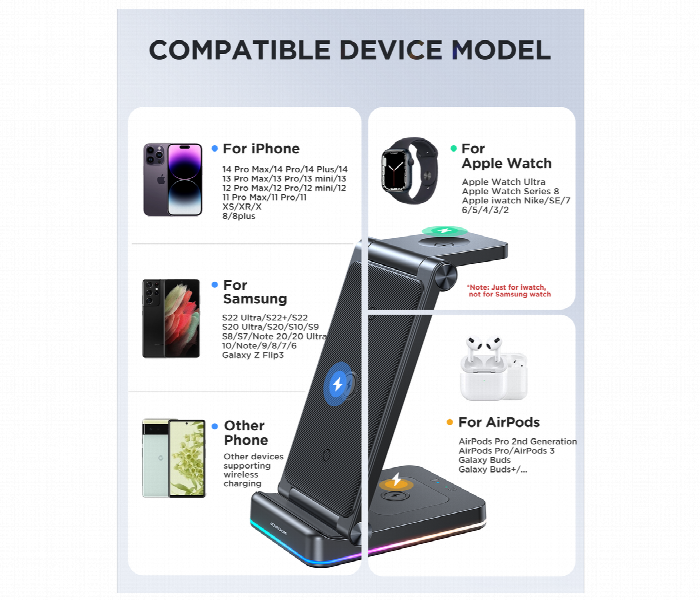 Joyroom 3 In 1 Foldable Wireless Charging Station - Zoom Image 4