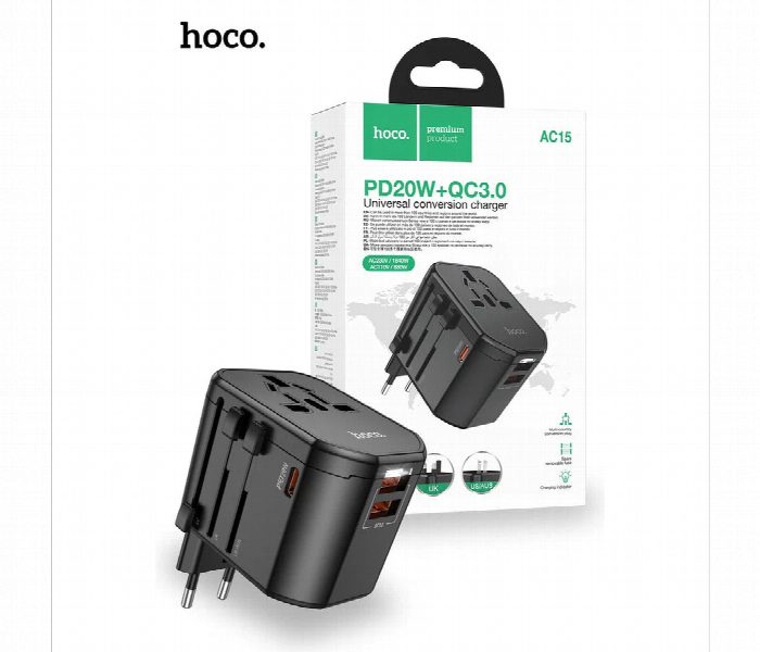 Hoco 20W Pd Qc 3.0 Fast Charging International Travel Charger Wall Adapter - Zoom Image 1