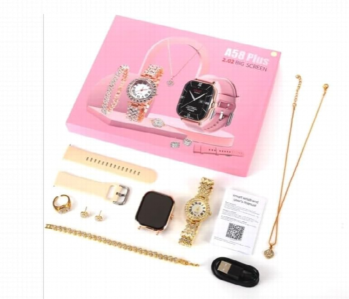 8 In 1 Womens Smart Watch And Jewelry Gift Set Bluetooth Fitness Watch Combo With Gift Box For Loved Ones - Zoom Image 2