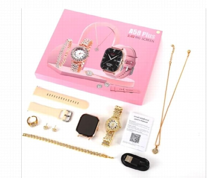 A58 Plus Womens Bluetooth Smart Watch Set Includes Fashion Jewelry And Fitness Tracker - Zoom Image 2