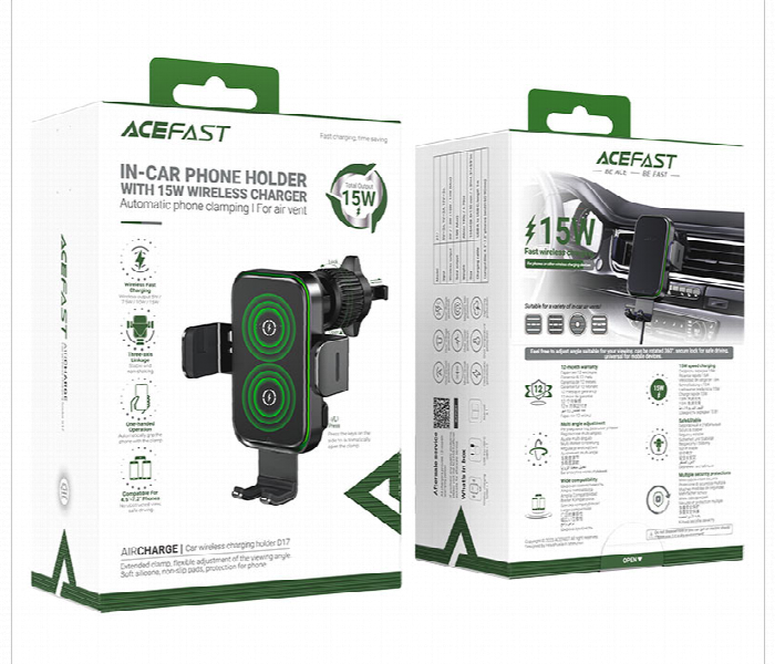 Acefast Fast Wireless Charger Car Mount Holder 15W - Zoom Image 1
