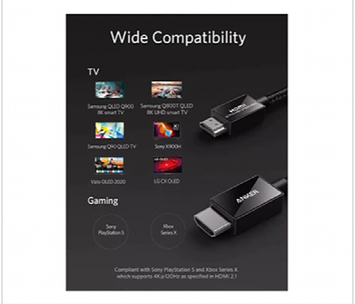 Anker Hdmi 2.1 Cable Black Cable - Zoom Image 5