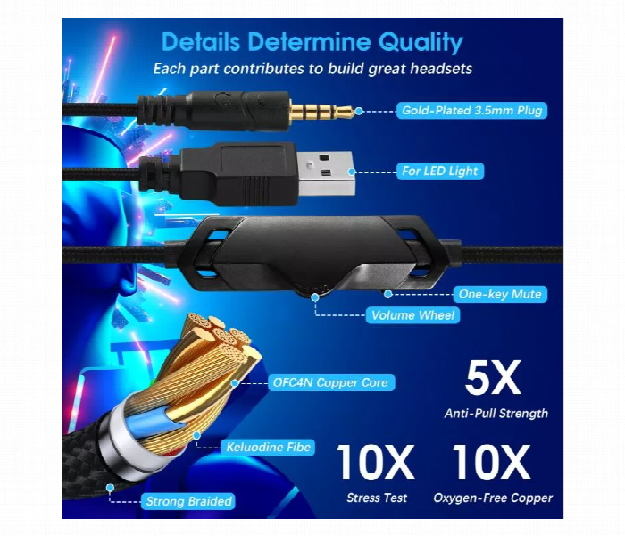 Soulbytes S21 Rgb Wired Gaming Headset With 50Mm Drivers Black - Zoom Image 2