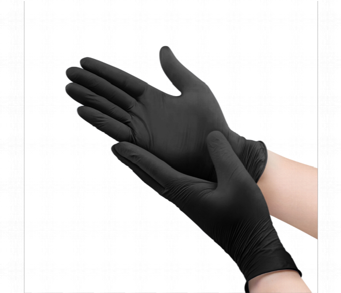 Gloves Vinyl Black Powder Free Q Pac Medium 1X100 Pieces - Zoom Image