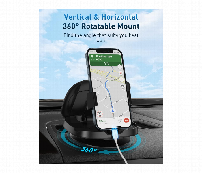 Phone Mount For Car Rotatable Dashboard Horizontal Vertical Viewing - Zoom Image 3