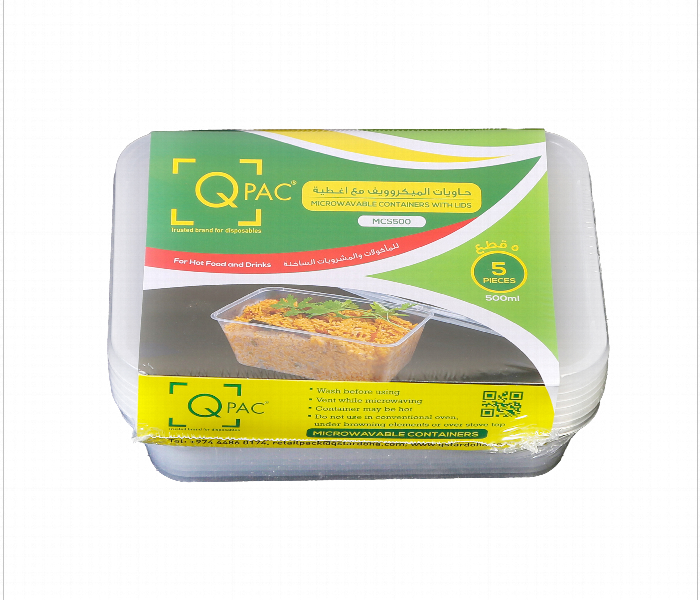 Q Pac Microwave 650Ml Rectangle Container 1X5 Piece  Mwcsq650 - Zoom Image