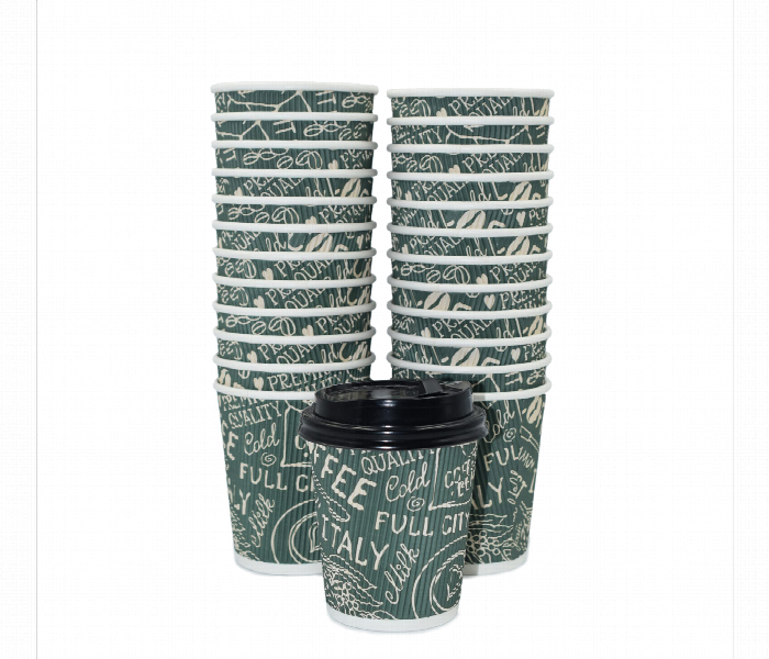 Q Pac Paper Cup 12 Oz Ripple 1X25 Pieces  Pc12R25 - Zoom Image