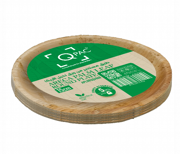 Q Pac Areca Palm Leaf 15Cm Round Plate 1 X 5 Pieces  Apl15Rp5 - Zoom Image