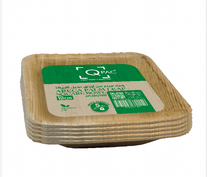 Q Pac Areca Palm Leaf 10 Cm Square Bowl 1 X 5 Pieces  Apl10Sqb5 - Zoom Image