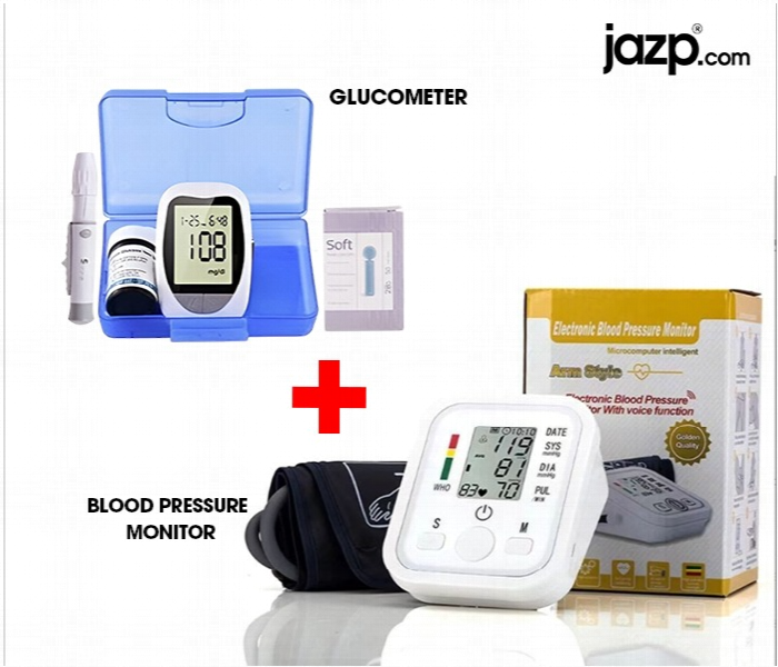 Bundle Of Bison Ivd Blood Glucose Monitor With 50 Test Strips And Lancets And Automatic Upper Arm Blood Pressure Monitor - Zoom Image