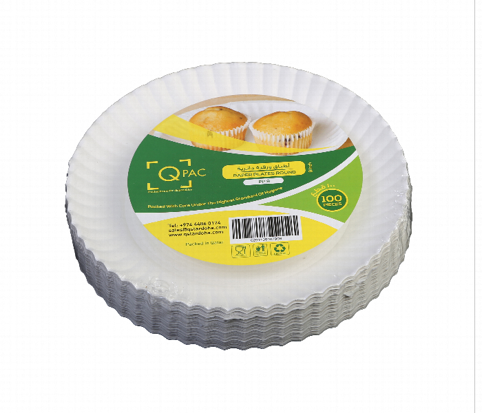 Q Pac Paper Plate 9 Inch 1X100 Pieces  Pp9X100 - Zoom Image