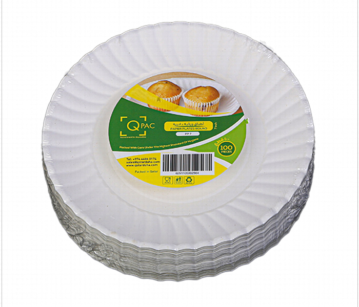 Q Pac Paper Plate 7 Inch 1X100 Pieces  Pp7X100 - Zoom Image