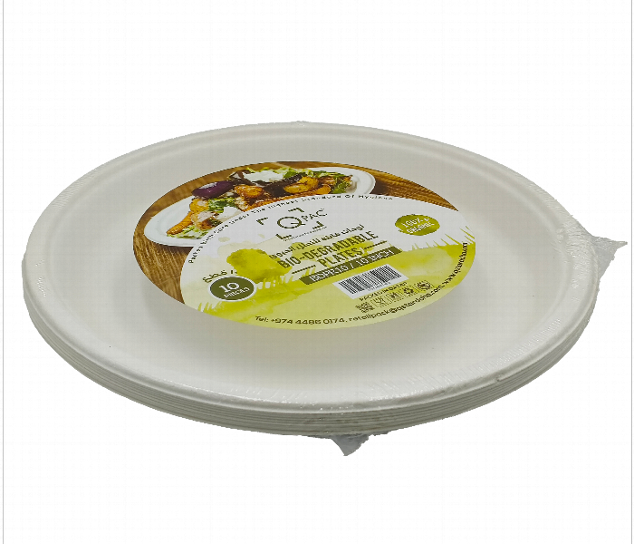 Q Pac Bio Degradable 10 Inch Round Plate 1X10 Pieces  Bd10Rpx10 - Zoom Image