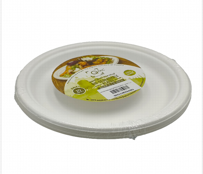 Q Pac Bio Degradable 9 Inch Round Plate 1X10 Pieces  Bd9Rpx10 - Zoom Image