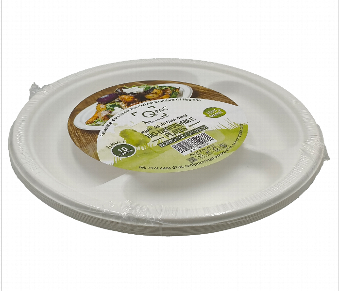 Q Pac Bio Degradable 10 Inch Round Plate 3 Compartment 10 Pieces  Bd10Rp3Cx - Zoom Image