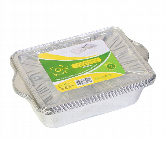 Q Pac Aluminium 3550Ml Rectangle Pot 328 1X3 Pieces  Arp3550 328 Qp1X3 - Zoom Image