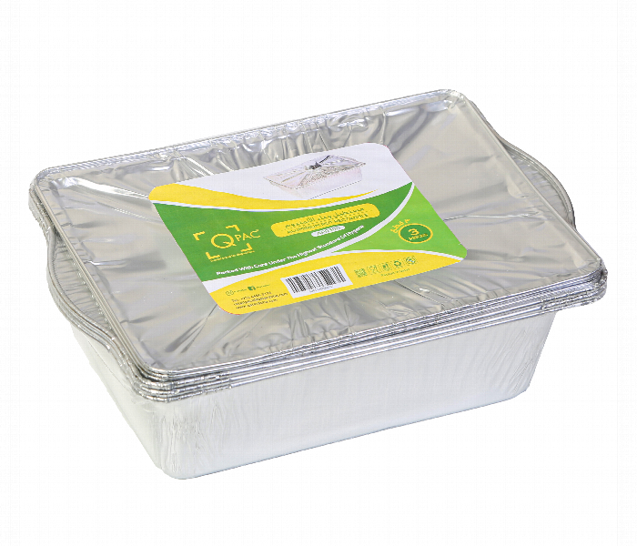 Q Pac Aluminium 2100Ml Rectangle Pot 300 1X3 Pieces  Arp2100 300 Qp1X3 - Zoom Image