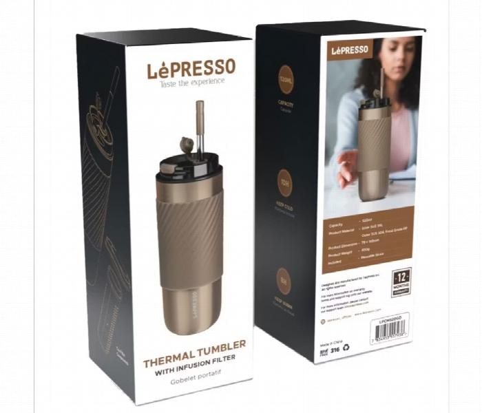 Lepresso Thermal Tumbler With Infusion Filter Gold - Zoom Image 4