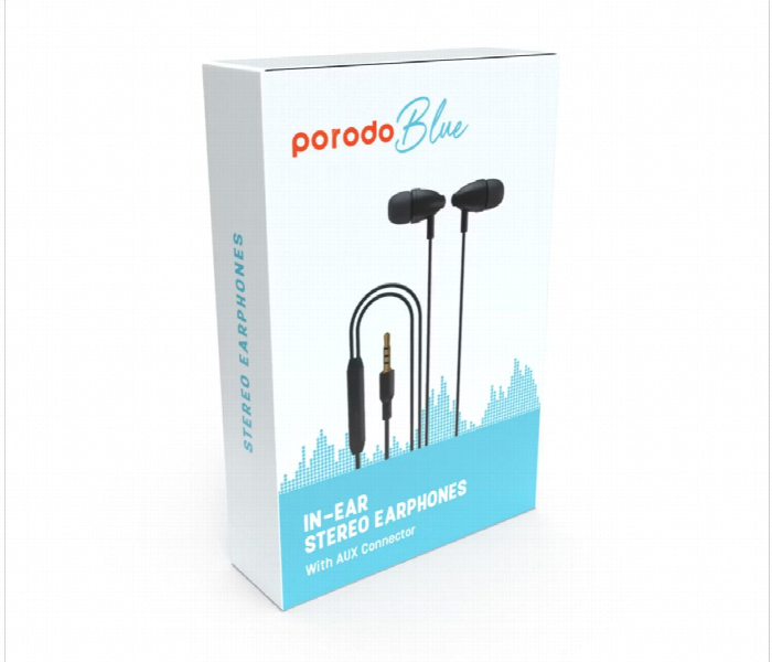 Porodo Blue Stereo Earphones With Aux Connector 1.2M Black - Zoom Image 5