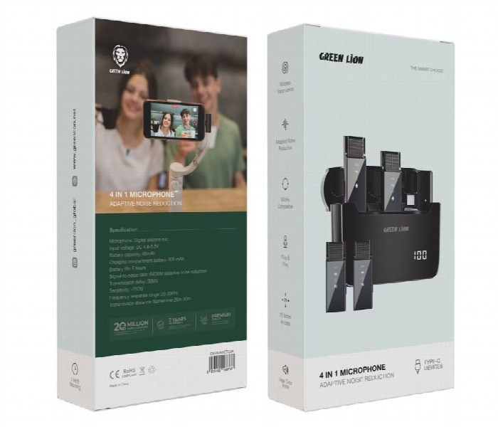 Green Lion 4 In 1 Microphone With Adaptive Noise Reduction Typec - Zoom Image 3