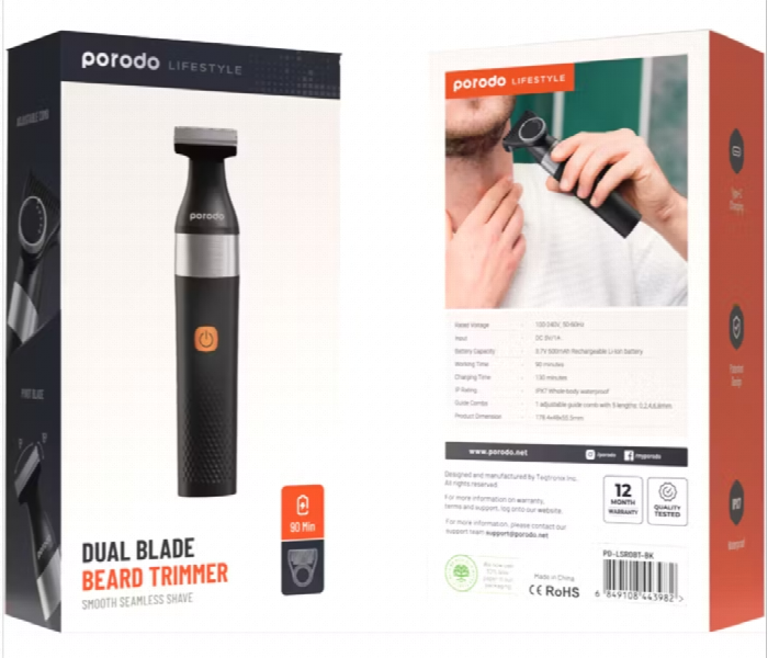 Porodo Lifestyle Dual Blade Beard Trimmer 600Mah - Zoom Image 4