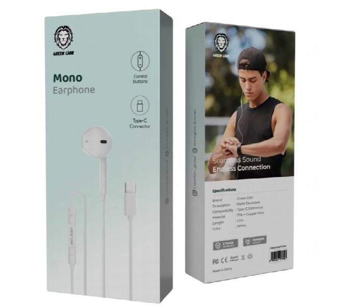 Green Lion Wired Mono Earphones With Type C Connector - Zoom Image 2