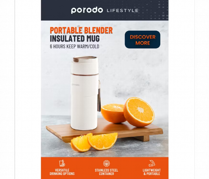 Porodo Lifestyle 2 In 1 Portable Blender Insulated Hot Cold Mug - Zoom Image 2