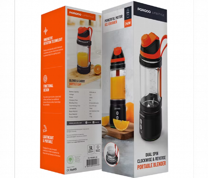 Porodo Lifestyle Dual Spin Clockwise And  Reverse Portable Blender - Zoom Image 4