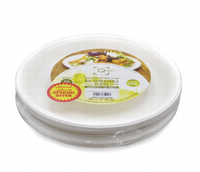 Q Pac Bio Degradable Round Plate 10 Inch 2 X 10 Pieces  Probdpr10X2 - Zoom Image