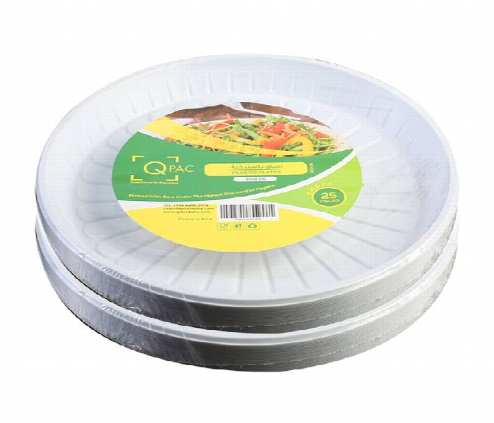 Q Pac Plastic Plate 10 Inch 26 Cm Offer Pack 25 Pieces X 2 Packet  Ppr10X2 - Zoom Image