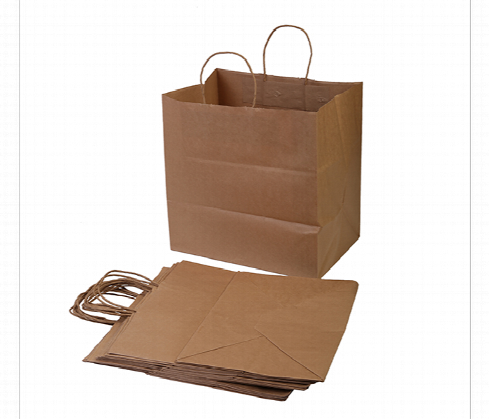 Q Pac Kraft Paper Carry Bag 32X17.5X32 One Packet 10Pcs - Zoom Image