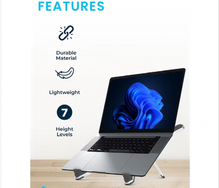 Powerology Adjustable And Foldable Laptop Stand Pwaalpfls - Zoom Image 2