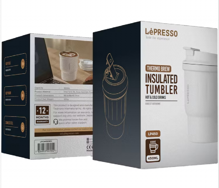 Lepresso Insulated Tumbler Hot And  Cold  Drinks White - Zoom Image 3