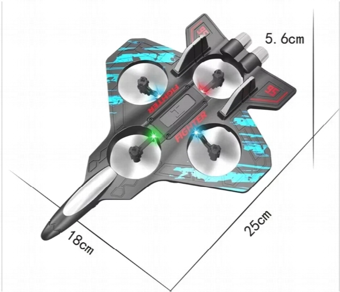 Rc Fighter Jet For Kids Remote Control Stunt Plane With Led Lights Easy Outdoor Flying Toy - Zoom Image 2