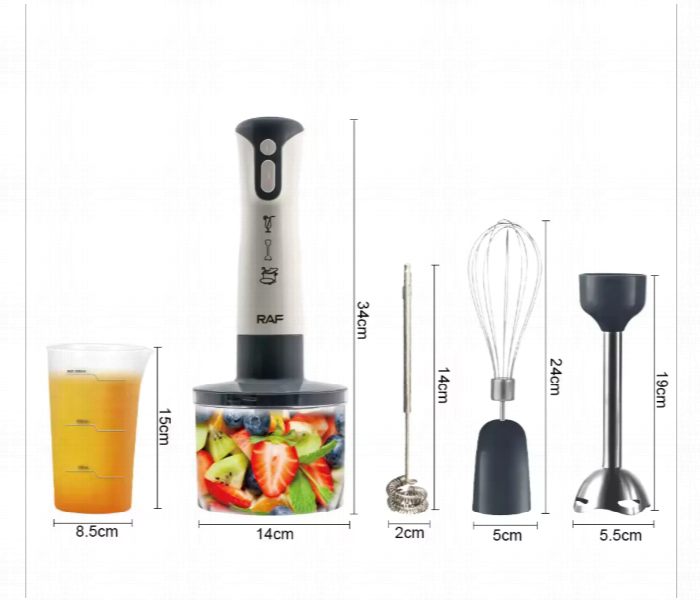 Raf 5 In 1 Hand Blender  2000W Powerful Stick Mixer Set With Chopper Whisk Beaker And Masher For Kitchen Use - Zoom Image 5