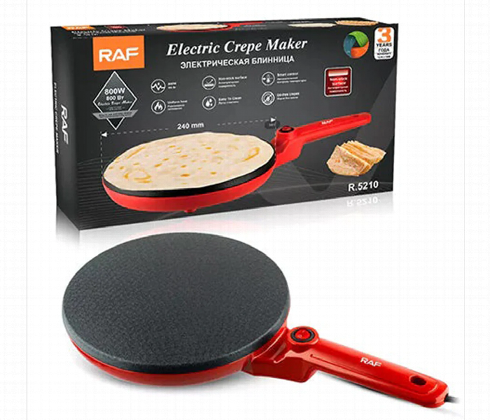 Raf Electric Crepe Maker 650W Non Stick Griddle For Pancakes Roti Omelette Fast Heating Breakfast Cooker - Zoom Image 1