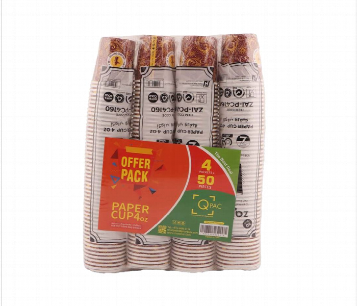 Paper Cup 4 Oz Q Pac Offer Pack 4X50 Pieces  Propc4 - Zoom Image