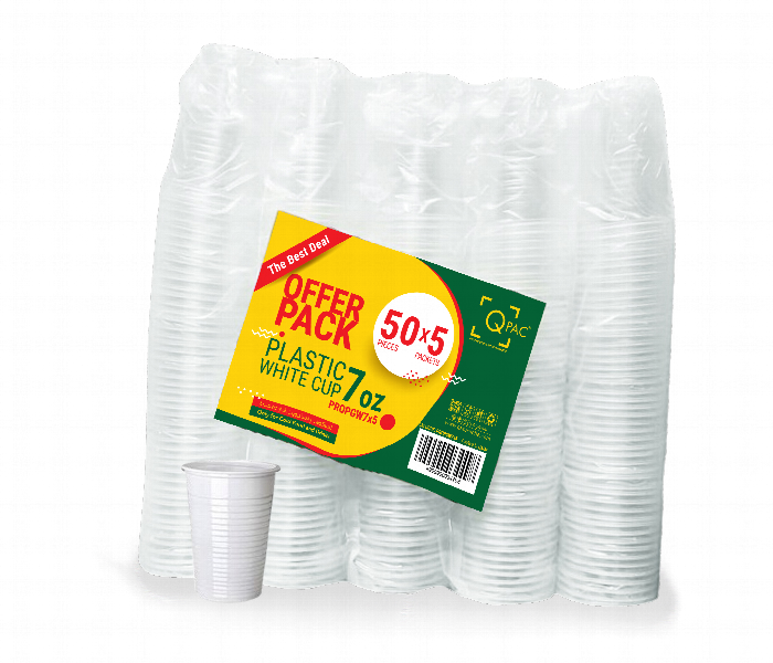 Q Pac Plastic Cup 7 Oz White Offer Pack 50X5 Packet    Propgw7X5 - Zoom Image
