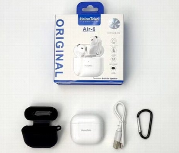Air 6 Bluetooth Earphones With Built In Speaker Multi Functional Touch Control  White - Zoom Image 2