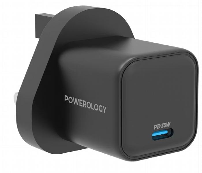Powerology 35W Single Port Type C Gan Charger With Uk Plug - Zoom Image 1
