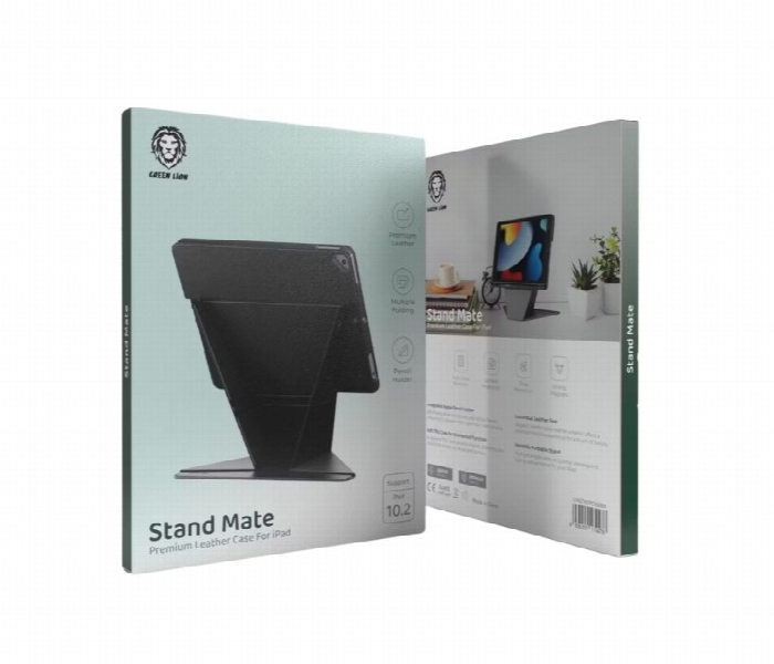 Green Lion Stand Mate Premium Leather Case For Ipad 10.2 Inch Black - Zoom Image 2