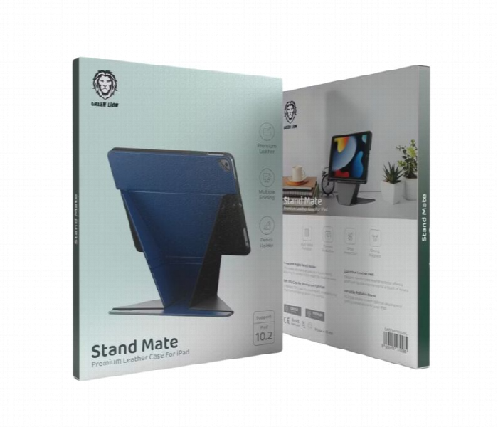 Green Lion Stand Mate Premium Leather Case For Ipad 10.2 Inch  Blue - Zoom Image 2