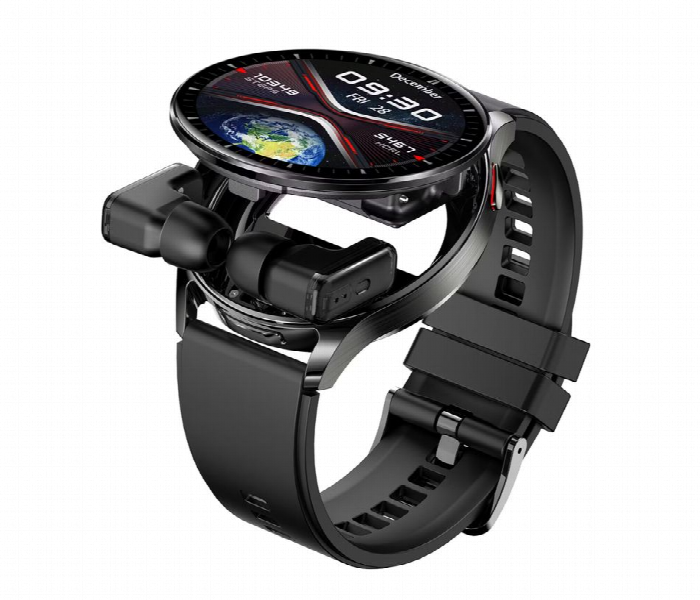Porodo Pulse Smartwatch With Earbuds  Black - Zoom Image 2