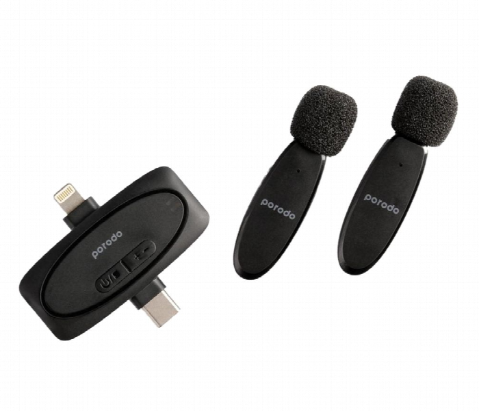 Porodo Dual Connector Lavalier Microphone Dual Mic Black - Zoom Image 5