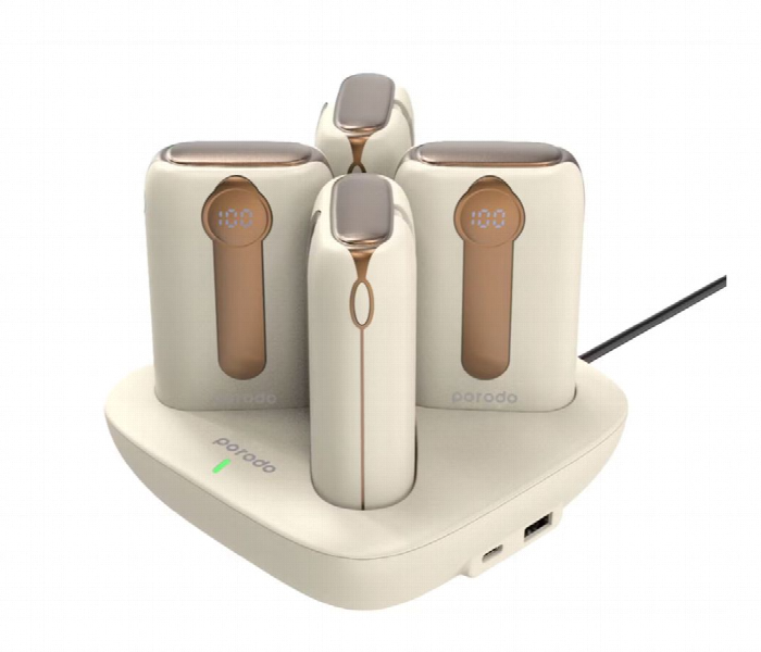 Porodo 10000Mah 4 Power Bank Station Lightning And Type C Integrated Cable Gold - Zoom Image 1