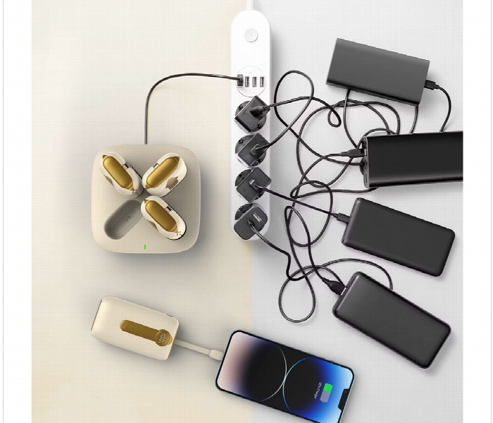 Porodo 10000Mah 4 Power Bank Station Lightning And Type C Integrated Cable Gold - Zoom Image 5