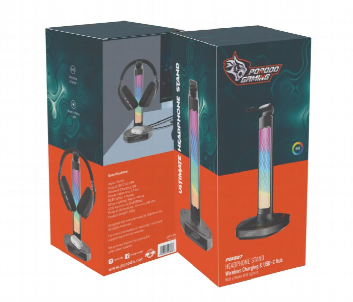 Porodo Gaming Rgb Headphone Stand With Wireless Charging - Zoom Image 5